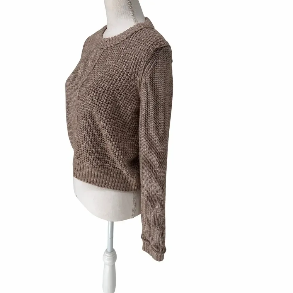 American Eagle Cable-Knit Waffle-Knit Cropped Pullover Sweater Sz Large